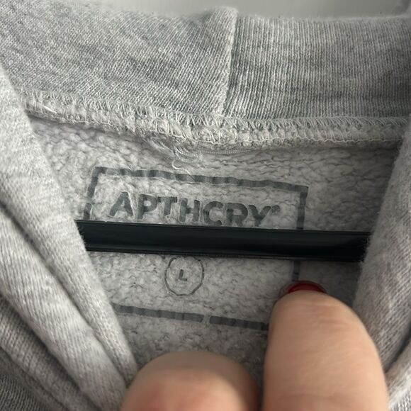 APTHCRY Logo Heavyweight Hoodie Streetwear Gray Size L - Picture 4 of 5